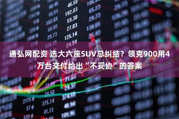 通弘网配资 选大六座SUV总纠结？领克900用4万台交付给出“不妥协”的答案